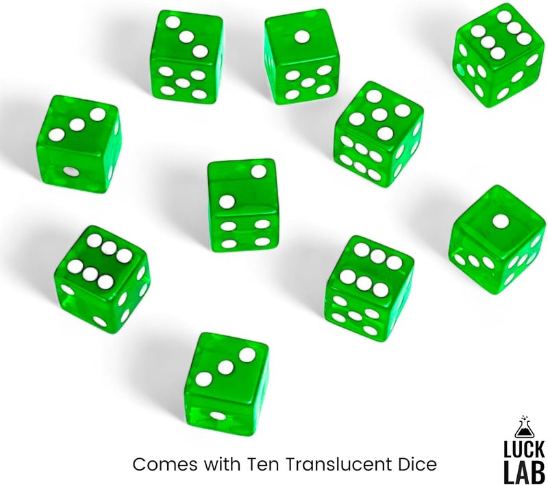 Luck Lab 10 Piece 19 mm Dice Pack - Acrylic Translucent D6, Square w/Rounded Edge for Casino, Craps, RPG MTG DND Dice Table Games and Board Games (Green) - Image 3